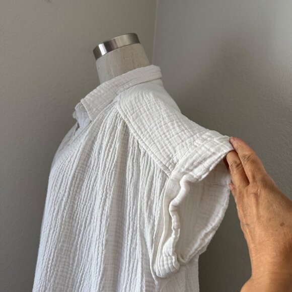Aritzia Little Moon Gauzed Cotton Mini Dress Short Sleeve Minimalist White M - Picture 7 of 13
